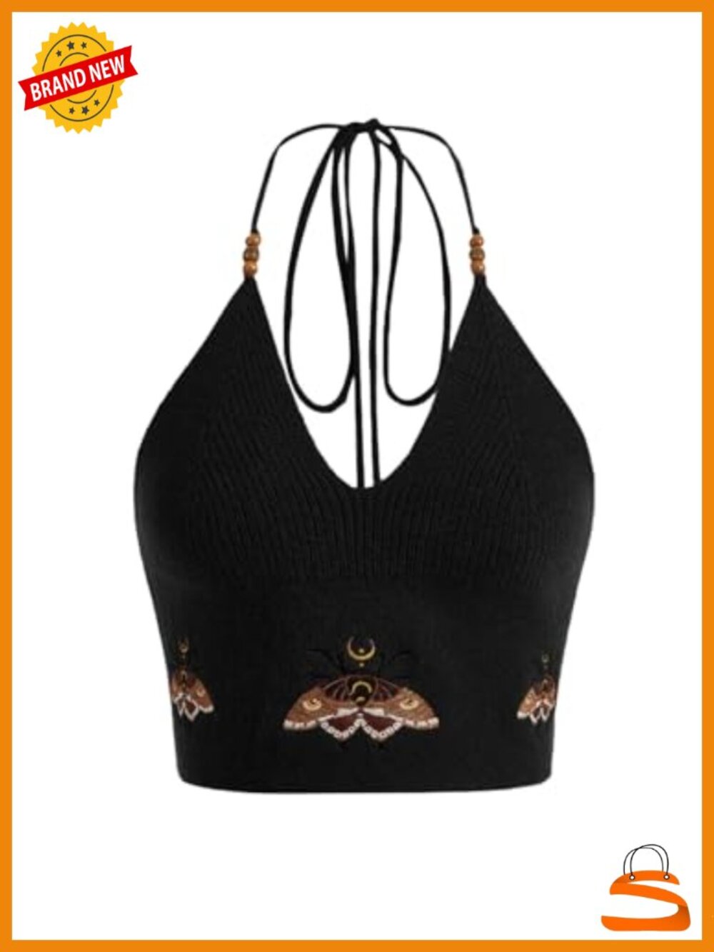 Y2k Crochet Halter Top Beaded Embroidery Crop Tank Summer Festival Cowgirl Style